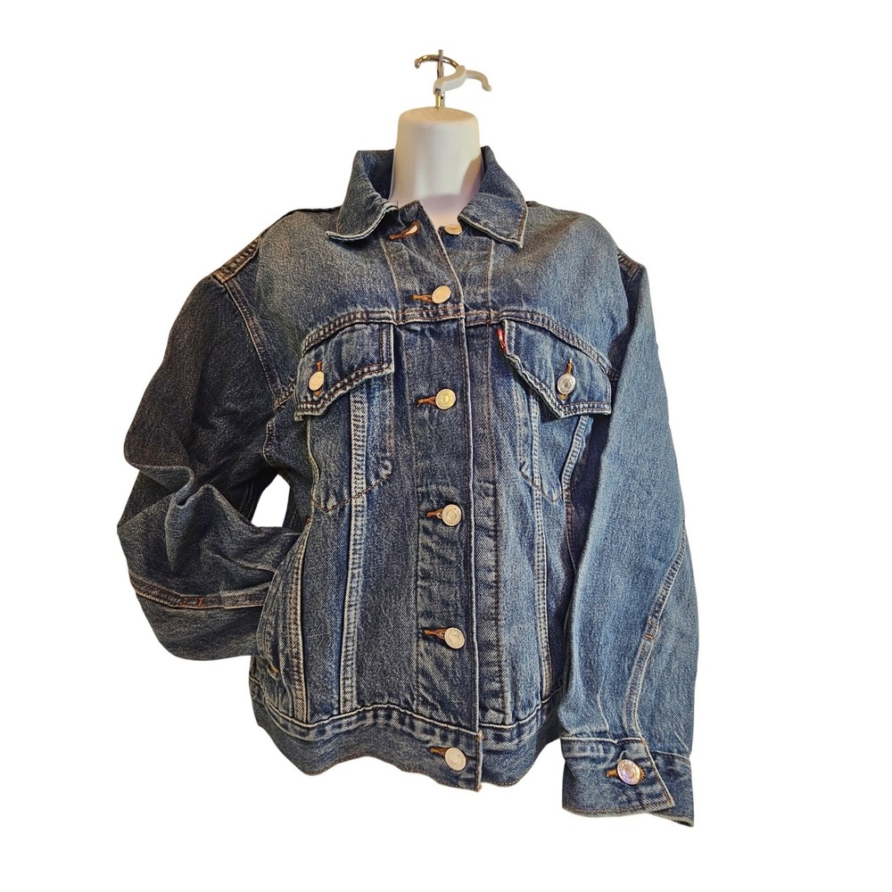 Levi's Denim Trucker Jacket Women Medium Blue Button Up